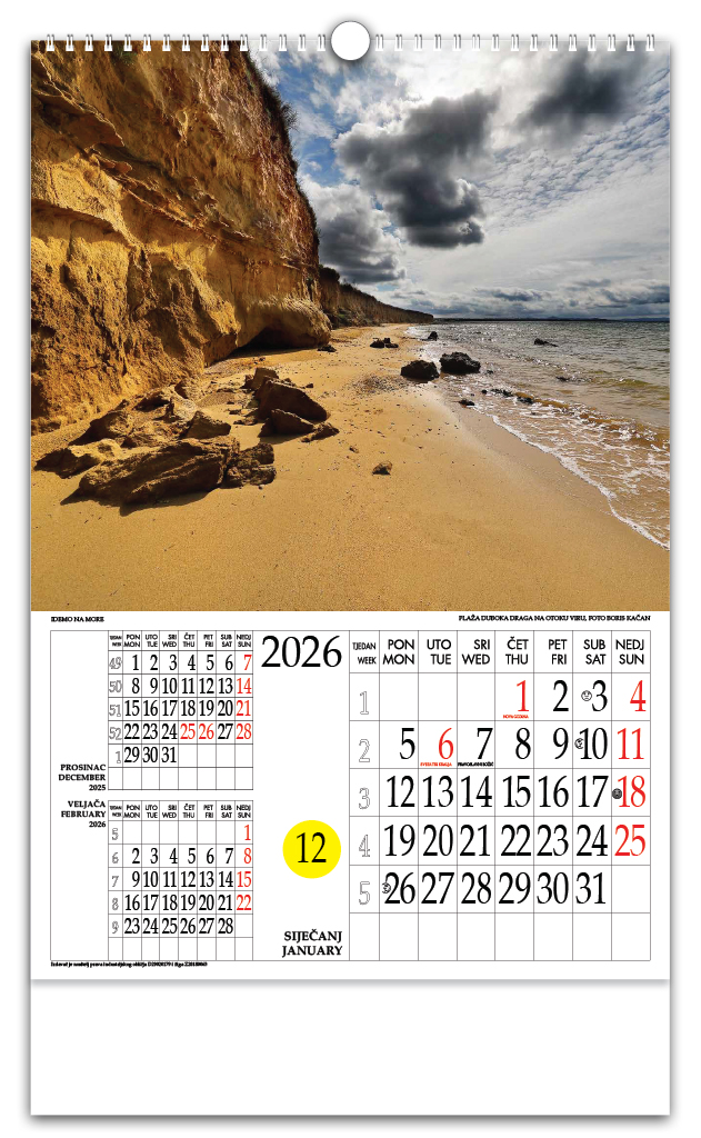 Rotacijski zidni kalendar - "Idemo na more"