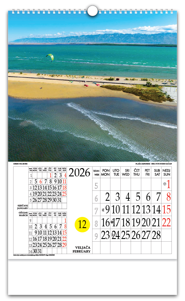 Rotacijski zidni kalendar - "Idemo na more" - Slika 12