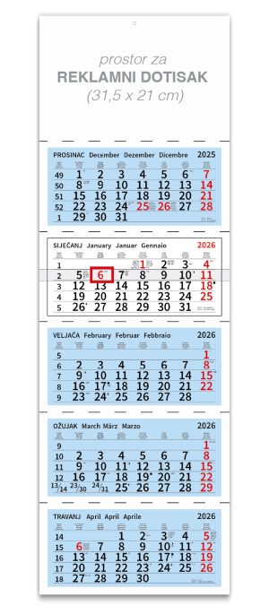 Peterodjelni plavi kalendar