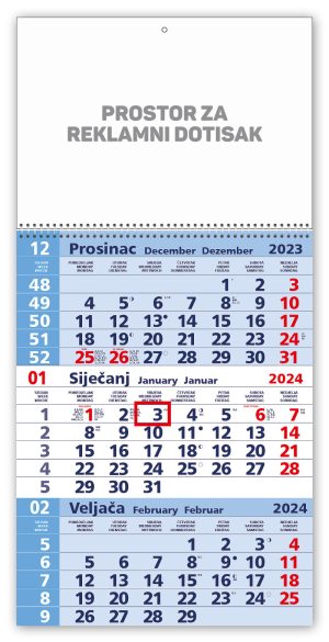 Trodjelni plavi kalendar spirala