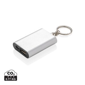 Powerbank privjesak za ključeve od 1.000 mAh, srebrni