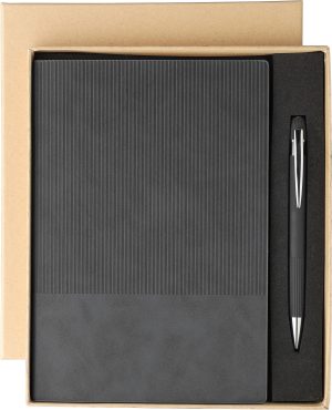 Set bilježnica i kemijske olovke od recikliranog PU materijala (A5) Tarek Original