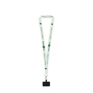 EPSOM. SET SUBLIMACIJSKA VEZICA ZA NOŠENJE Duga II (20 mm) od recikliranog poliestera (100% rPET) s karabinerom s okidačem od 20 mm i držačem za mobitel 94431