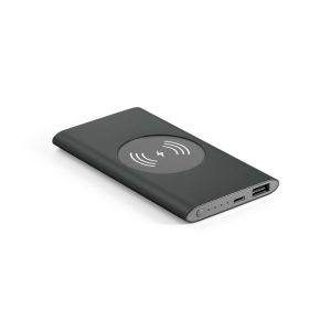 CASSINI. Prijenosna baterija 4000 mAh s bežičnim punjačem od 5 W od recikliranog aluminija (100% rAL)