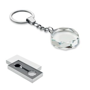 Glass round award key ring MO2657