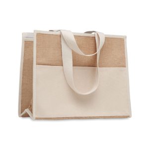 Jute and canvas cooler bag MO6160