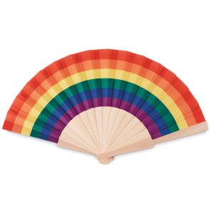Rainbow wooden hand fan MO6446