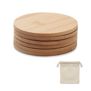 Set of 6 bamboo coasters MO6601