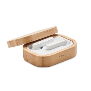TWS earbuds in bamboo case MO6780
