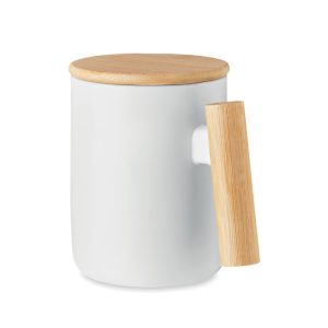 Porcelain mug with lid 380 ml MO6781