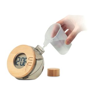 Water powered bamboo LCD clock MO6865