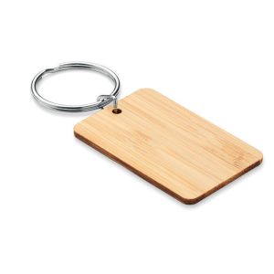 Rectangular bamboo key ring MO6978
