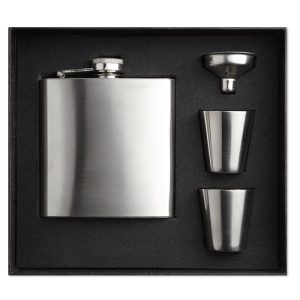 Slim hip flask w 2 cups set MO8321