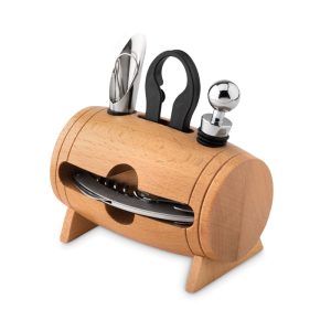 4 pcs wine set in wooden stand MO9523