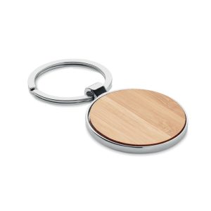 Round key ring metal bamboo MO9948