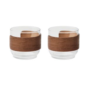 Coffee glass set walnut grip MO3197