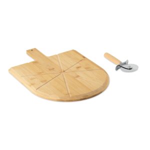 Bamboo pizza board & cutter MO3202