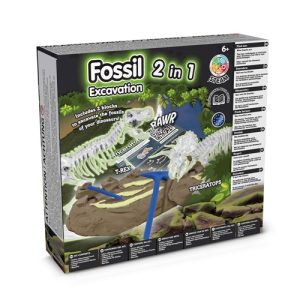 2 in 1 Fossil Excavation Kit II. Edukativna igra isporučuje se s poklon vrećicom od kraft papira (90 g/m²), izrađen od FSC™ certificiranog materijala i drugih kontroliranih materijala